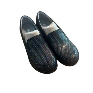 Alegria Womens Black Iridescent Slip-On Loafers  Emma Wedge Clogs Size 39 Size 9